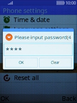 Key in the recovery password (default is 1234) and press the Left selection key.