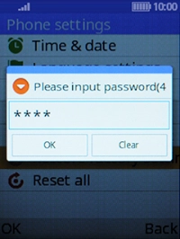 Key in the recovery password (default is 1234) and press the Left selection key.