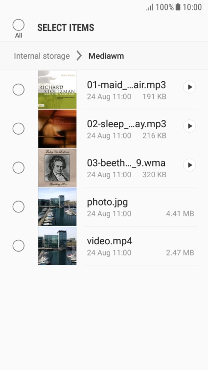 Press the required file.