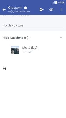 Press the send icon when you've finished your email message.