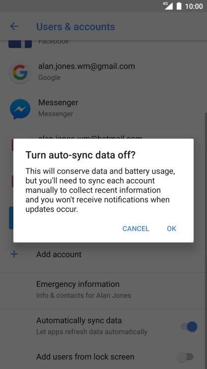 If you turn off the function, press OK.