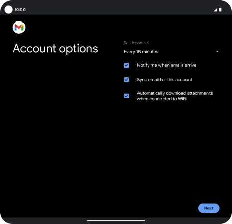 If this screen is displayed, you email account has been recognised and set up automatically. Follow the instructions on the screen to key in more information and finish setting up your email account.