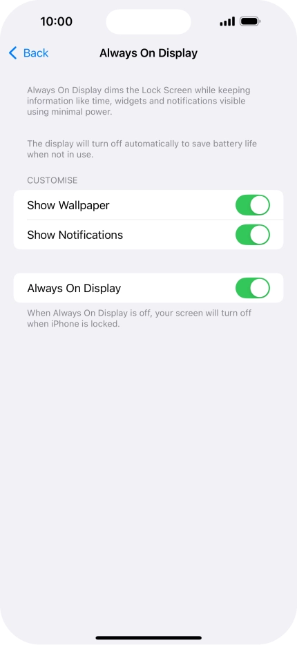 Press the indicator next to 