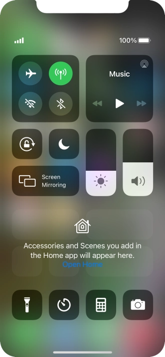 Press the flight mode icon to turn the function on or off.