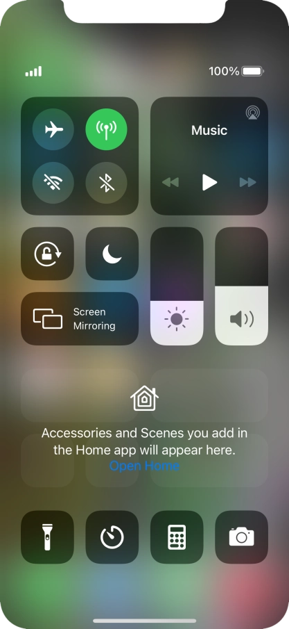 Press the flight mode icon to turn the function on or off.