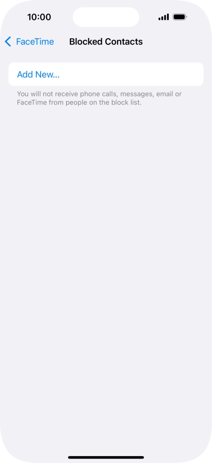Press Add New... and follow the instructions on the screen to block a contact.