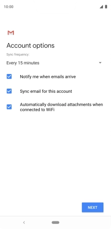 If this screen is displayed, you email account has been recognised and set up automatically. Follow the instructions on the screen to key in more information and finish setting up your phone.