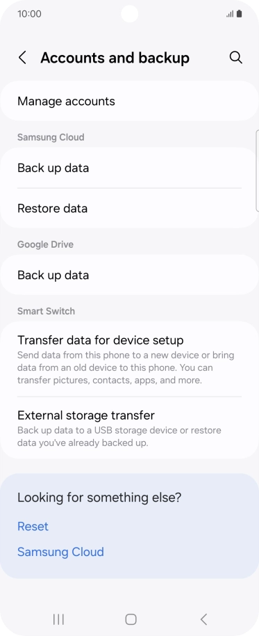 Press Manage accounts.