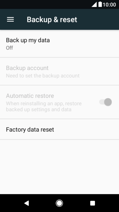Press Factory data reset.