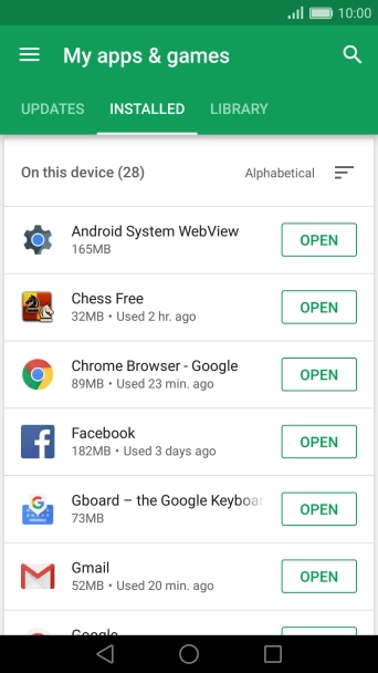 Press the required app.