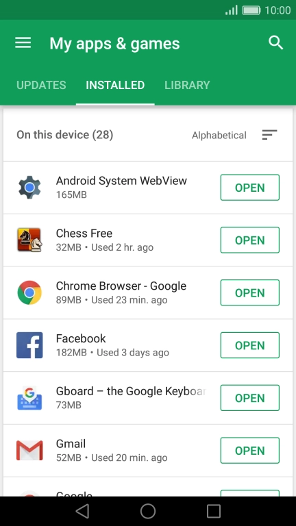 Press the required app.