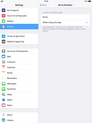 Press the required setting to turn the function on or off.