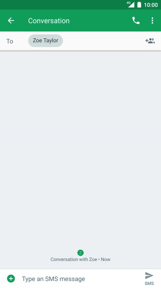 Press the text input field and write the text for your text message.
