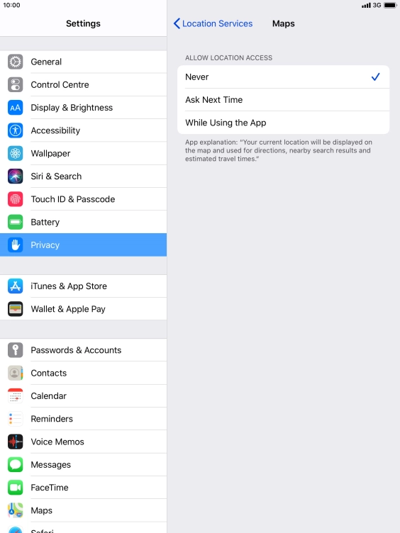 Press the required setting to turn the function on or off.