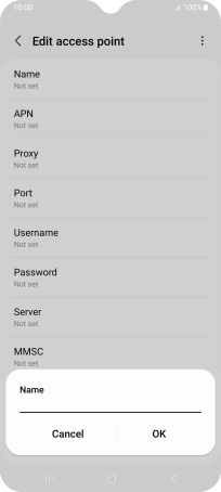 Key in Vodafone Internet and press OK.