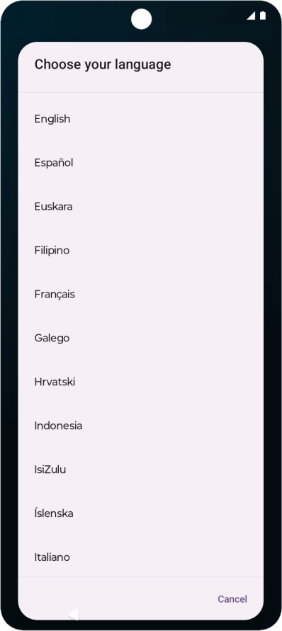 Press the required language.