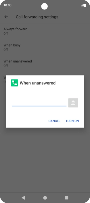 Key in +61414121121 and press TURN ON.