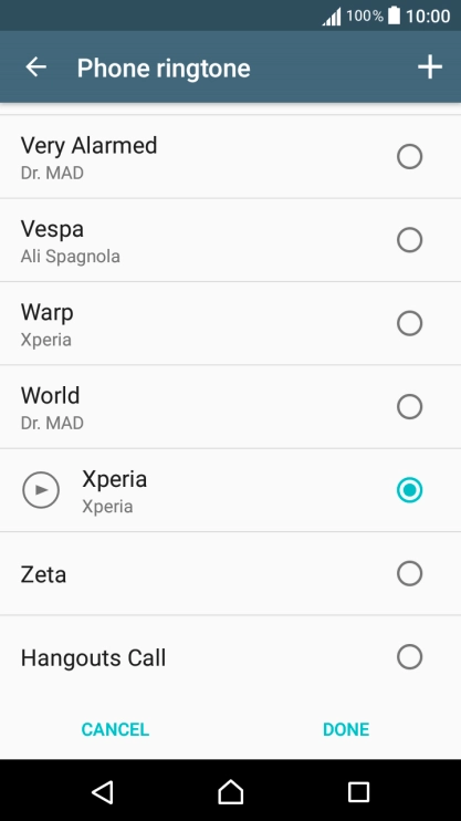 Press the add ring tone icon and go to the required ring tone.