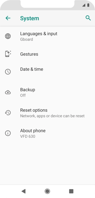Press Reset options.