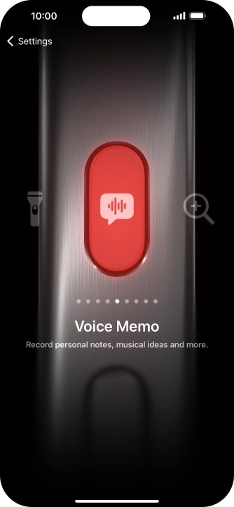 Slide your finger right or left on the screen to select the required function.