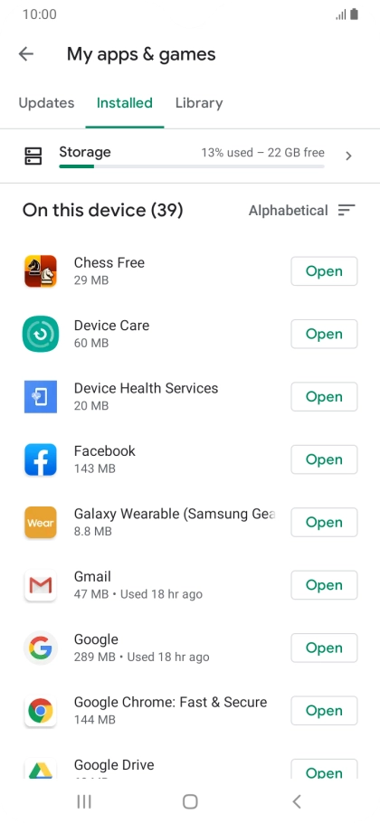 Press the required app.