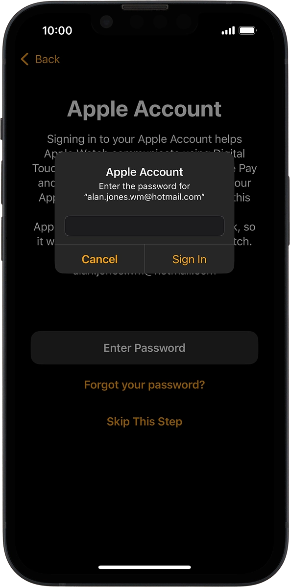 On your phone: Key in the password for your Apple ID and press Sign In.