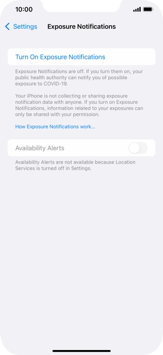 Press Turn On Exposure Notifications.