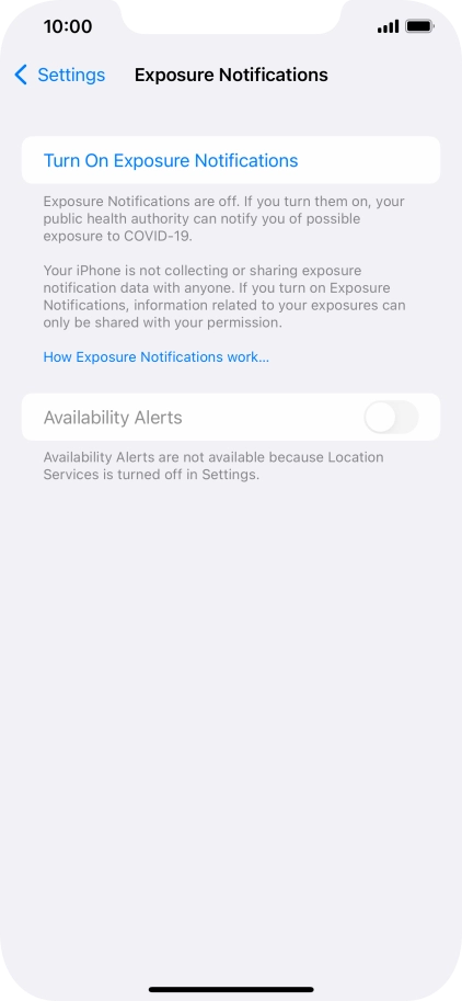 Press Turn On Exposure Notifications.