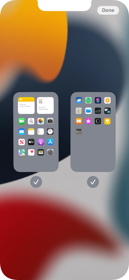 Press the fields below the required home screens to select or deselect them.
