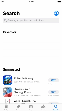 Press the search field and key in the name or subject of the required app.