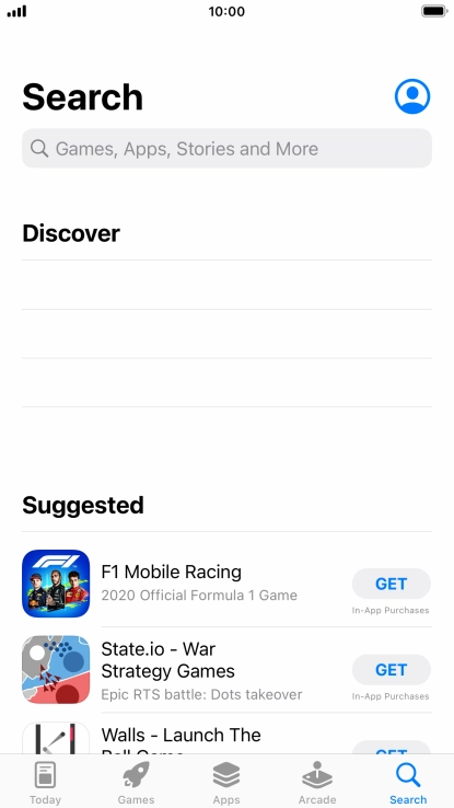 Press the search field and key in the name or subject of the required app.