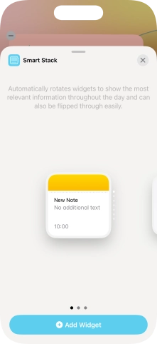 Slide your finger right or left on the screen to select the required widget size.