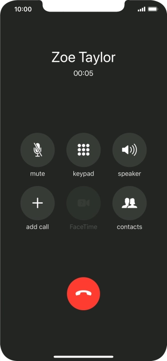 Press the end call icon to end the call.