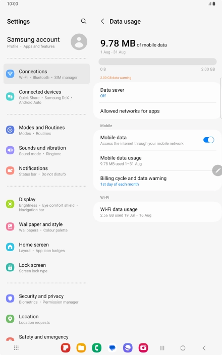 The total data usage is displayed.
