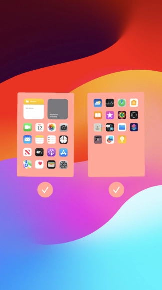Press the fields below the required home screens to select or deselect them.