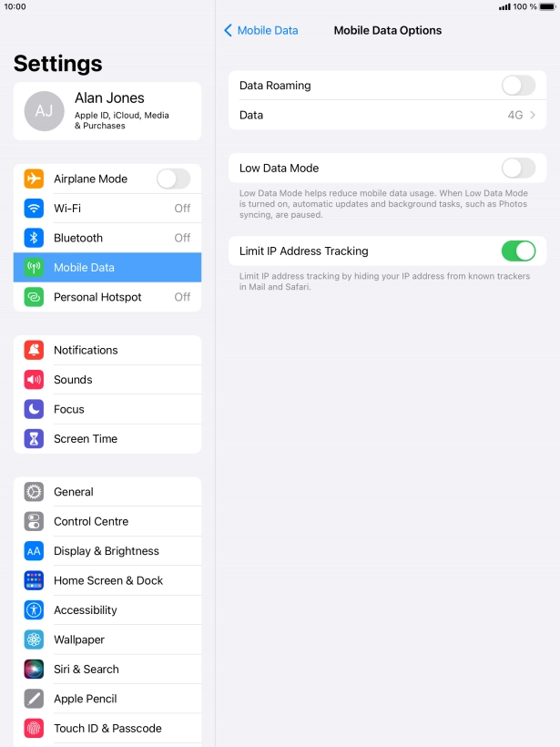 Press the indicator next to 