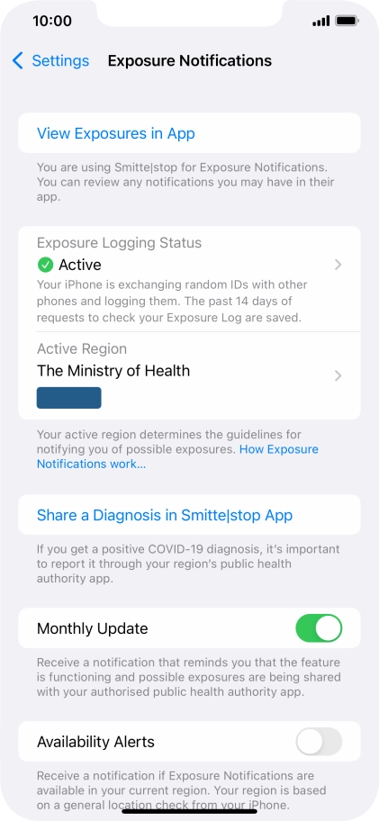 Press Exposure Logging Status.