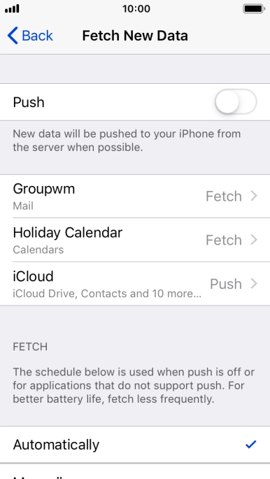 If you turn off the function, press the required setting.