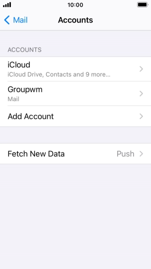 Press the name of the email account you've just set up.