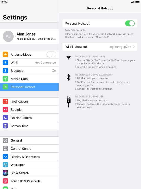 Press Wi-Fi Password and key in the required password.