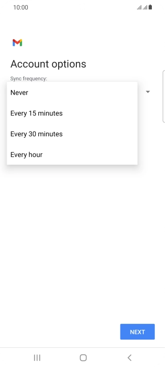 Press the required setting.
