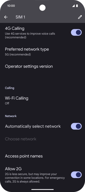 Press Access point names.