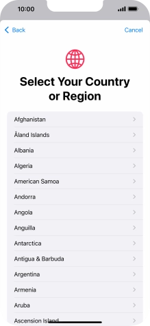 Press the required country.