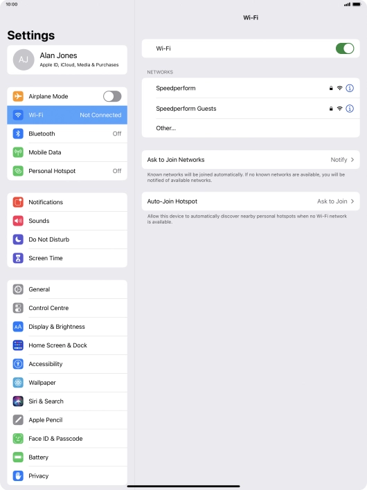 Press the required Wi-Fi network and key in the password for the Wi-Fi network.