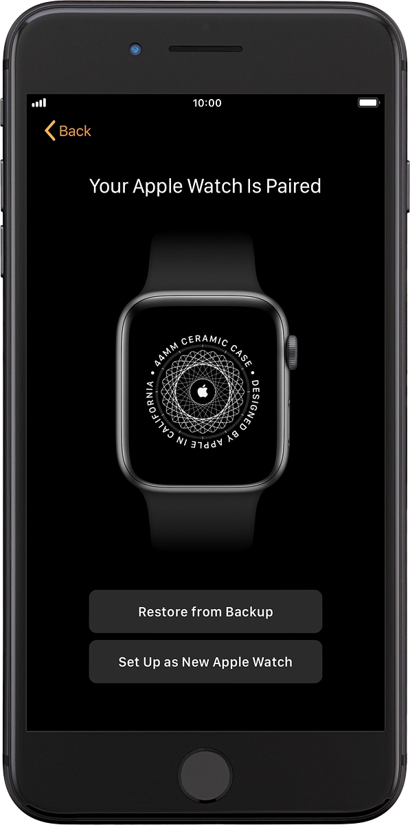 On your phone: When this screen is displayed, your Apple Watch is connected to your phone.