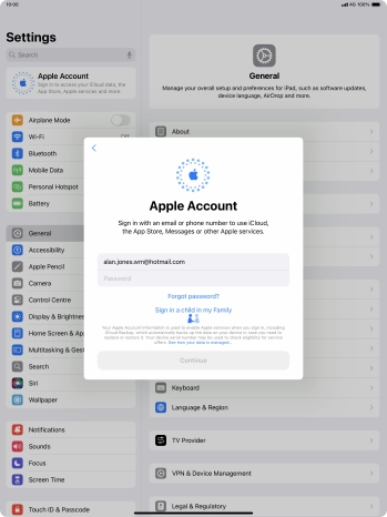 Press Password and key in the password for your Apple ID.