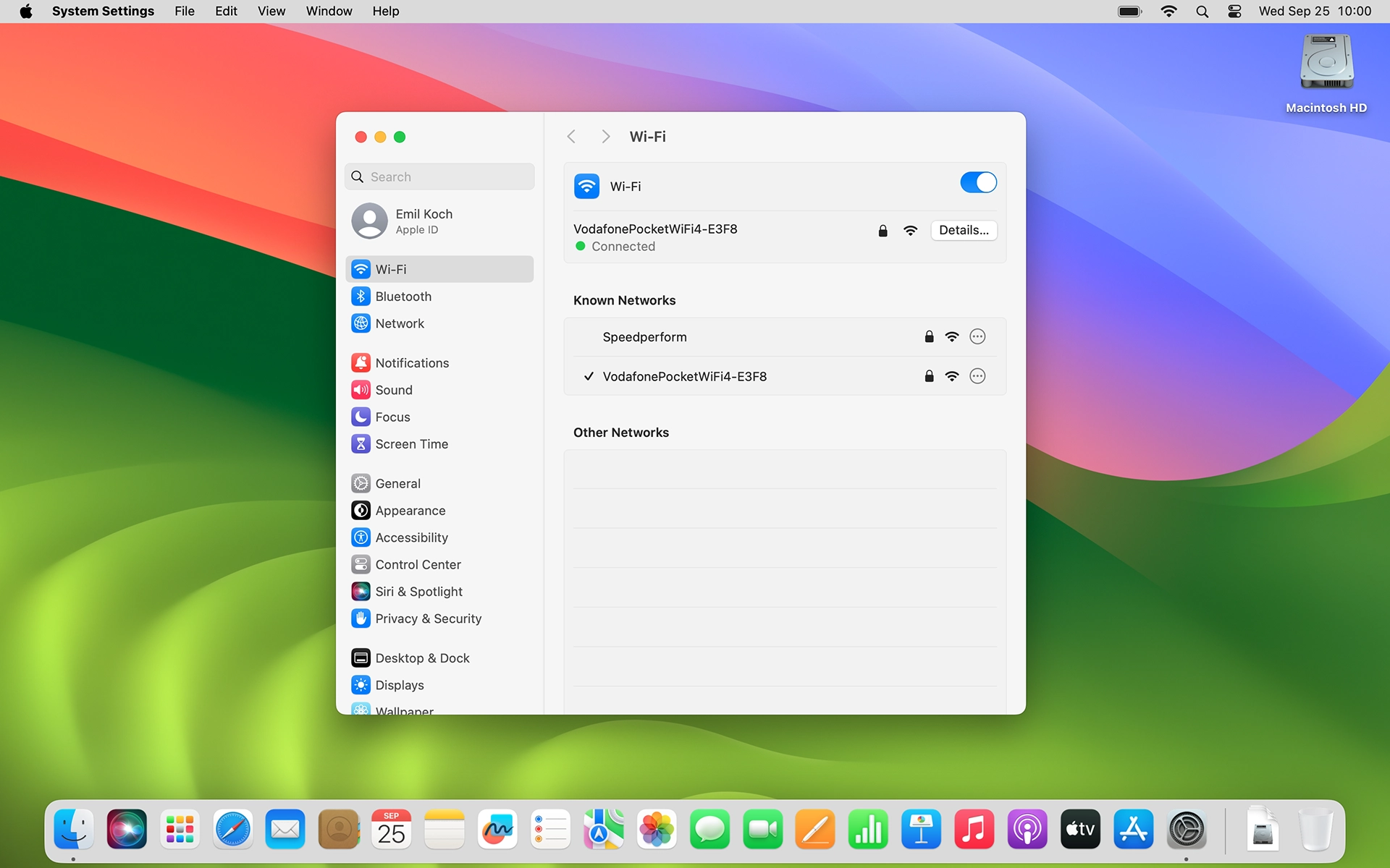 Click the menu icon next to the required network.
