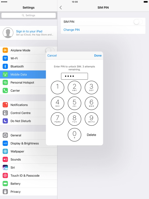 Key in your PIN and press Done.