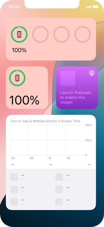 Slide your finger up or down on the screen to see more widgets.