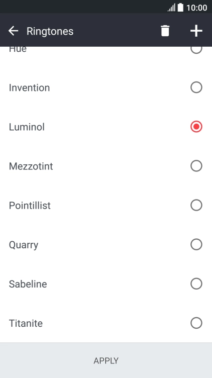 Press the add ring tone icon.